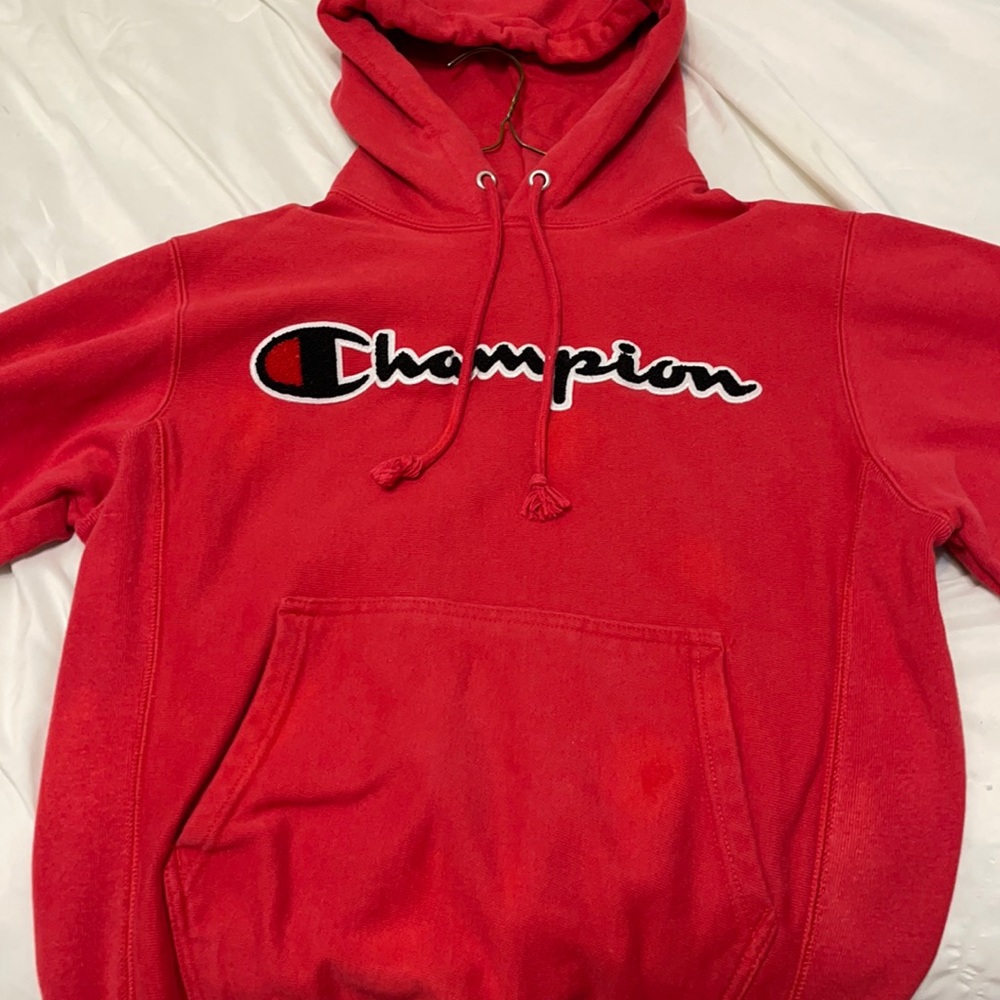 Red champion hoodie